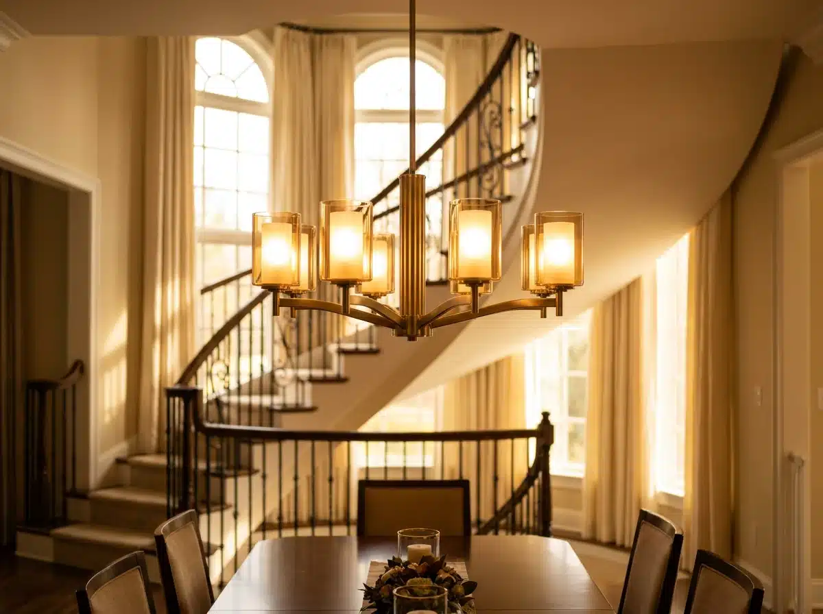 Elegant chandelier light fixture installation in Vienna, VA